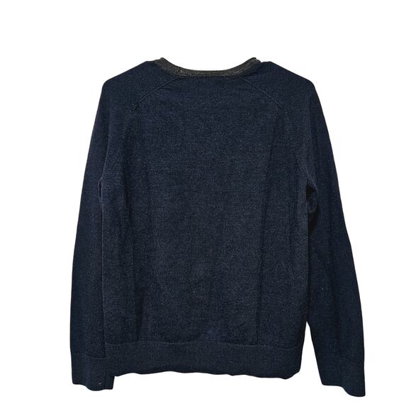 Gap Italian Merino Wool Sweater Women's Size M Navy Casual Preppy Old Money - Picture 2 of 6